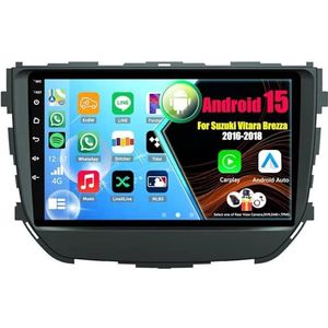 Android 15 2 Din Autoradio 9in Auto Stereo voor Suzuki Vitara Brezza 2016-2018 met Draadloze Carplay Android Auto Bluetooth GPS Navigatie(8Core(8+128GB))