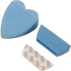 Deurstopwiggen, met opbergdoos en antislipbasis siliconen onderdeur vloer deurstop(Light Blue)