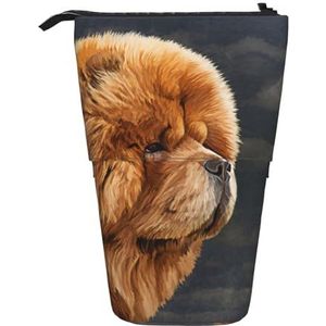 YUNWEIKEJI Chow Hond Vintage, Telescopische Etui, Stand Potlood Houder met Rits Make-Up Tas Potlood Pouch Pen Tas, zoals afgebeeld, Eén maat, Tas Organizer