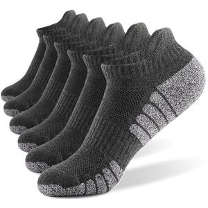 YIJIANUO 3 Paar Verdikte Handdoek Bodem Running Sokken Mesh Boot Sokken Antislip Ademend Sport Sokken Laag Cut Mannen Sokken Vrouwen Sokken, 3 paar donkergrijs, XL 43-47