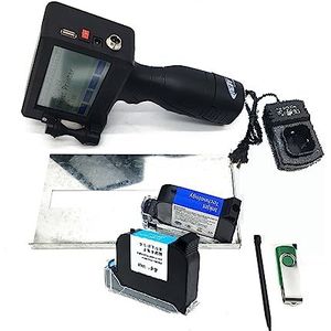 Draagbare inkjetprinter Inkjet Printer 12.7mm Sneldrogend 4.3 Inch Touchscreen QR Code/Label Printer Inkjet USB Handheld inkjet Printer(1 printer 2 Ink)