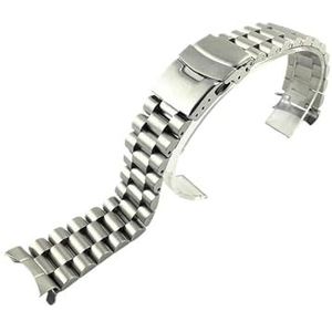 Roestvrij stalen horlogeband 20 mm 22 mm heren massief metaal gebogen uiteinde vouwgesp armband polsband geschikt for Seiko SKX009 bandlogo (Color : Type A no logo, Size : 20mm)