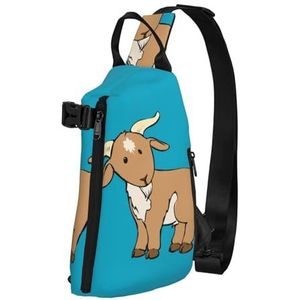 OdDdot Cartoon Giraffe Print Crossbody Sling Bag Voor Vrouwen Mannen, Borst Tas Dagrugzak Voor Reizen Sport, Bruine geit, Eén maat