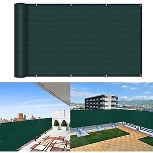Balkonscherm inkijkbescherming 85 x 400 cm HDPE 90% uv-bescherming Balkon privacy scherm wind Makkelijk te Installeren voor tuin balkon terras outdoor, Groen