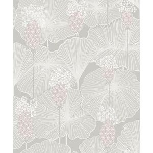behang bloemen grijs 53 cm x 10.05 m - van Sanders & Sanders