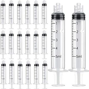 30 stuks 5 ml spuit Luer Lock, individueel steriel verzegelde 5 ml plastic luer lock spuit zonder naald voor wetenschappelijke laboratoria, epoxyhars, ambacht, huisdieren voeden (5 ml)