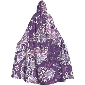 WURTON Paarse Vlinders Print Hooded Mantel Unisex Mantel Met Capuchon Halloween Kerst Hooded Cape Voor Vrouwen Mannen