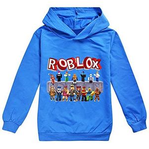 Jongens Kids Cartoon Sweatshirt Hoody Hoodie Lange Mouw Sportkleding Casual Trui Trainingspak Ro-blox Game Gift, Blauw, 5-6 jaar