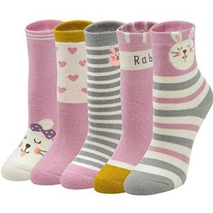 Dikke Sokken Kinderen Kleurrijke Katoenen Sokken, Warme Wintersokken Kinderen Grappige Sokken Jongens Meisjes Dikke Sokken met Dieren Motief, 2-4 jaar, 5 paar
