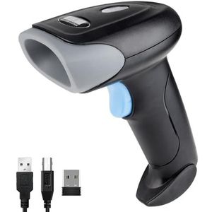 JIAN BOLAND Draadloze streepjescodescanner 1D QR-scanner Draadloze Handheld Laser Barcodelezer 3-in-1 met Bluetooth & 2.4G Draadloos & USB Bedraad Werkt met iPad, Android-telefoon, iPhone, Laptop-U26