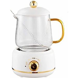 KRXSOBNV, 600ML HMultifunctionele glazen waterkoker Elektrische theepot Heetwaterdispensers Bloemtheepot Automatische elektrische stoofpot Vogelnestpot Roestvrij staal ，Waterkoker(White)