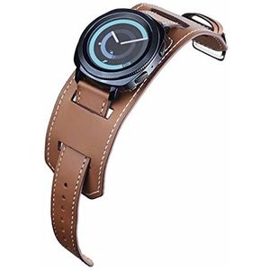 INEOUT 20mm 22mm manchet lederen band Compatibel met Samsung Galaxy horloge 4 3 Classic Band 42mm 46mm Active 2 40mm 44mm armband Compatibel met Gear Sport S3 / 2 (Color : Brown, Size : For Galaxy W