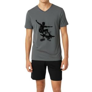 Korte jongenspyjama, zachte single-jersey van 100% katoen en broek in bermudavorm, grafietgrijs, 176