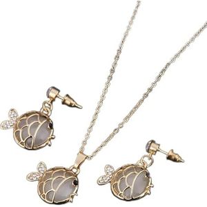 Mode vergulde opaal sieraden sets voor vrouw water druppel ketting hanger oorbellen Set bruids bruiloft Sets-F1135