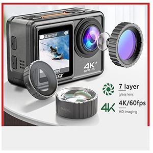 Actiecamera S81ER Actie Camera 4K 60FPS EIS Video Met Optionele Filter Lens 24MP Zoom 1080P Webcam Vlog WiFi sport Cam Met Afstandsbediening (Color : 5K Camera Add 6 Lens, Size : 4)