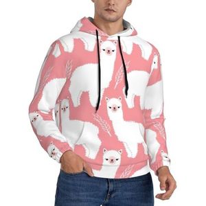 GUOLGP Alpaca Llama Print Heren Hooded Sweatshirts Casual Lichtgewicht Zachte Trui Voor Herfst Lente Winter, Zwart, S