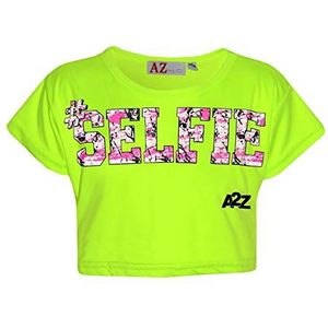 A2Z 4 Kids® Kinderen Meisjes Crop Top Neon Groen Ontwerper - Crop Top Selfie Splash Neon Green._13