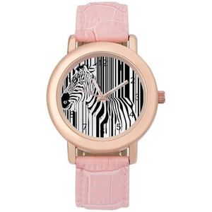 Zwart En Wit Zebra Barcode Horloges Voor Vrouwen Mode Sport Horloge Vrouwen Lederen Horloge