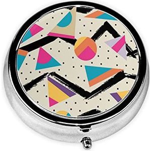 Gestreepte Abstracte Kleurrijke Gedrukte Pil Organizer Pil Doos Pil Case Draagbaar voor Portemonnee Pocket Ronde Metalen Pil Houder Organizer voor Dagelijkse Geneeskunde