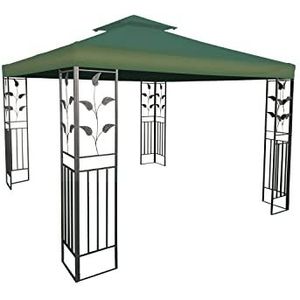 Paviljoen vervangend dak waterdicht met PVC-coating 3 x 3 meter - groen - paviljoendak met schoorsteenafvoer - universeel tuinfeest paviljoen dak zonwering