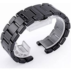 Concave keramische riem 20 * 11 18 * 10 16 * 9mm horlogeband armband compatibel met Gucci Omega Gc Guess Dior Pasha (Color : Black, Size : 16mm-9mm)