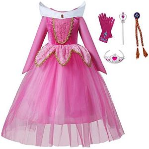 Kostuum Kind Meisjes Prinses Aurora Doornroosje Jurk (150, Dress Set)