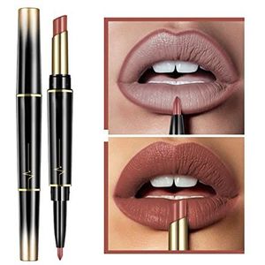 16 Color Long Lasting Lipstick Lip Liner Combo, Dual Heads Lip Liner and Lipstick Set, Long Lasting Lipstick 24 Hour Waterproof, Matte Lip Liner (#3)