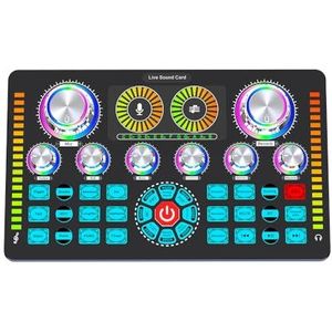 HUIOP Live geluidskaart Audiomixer Opnemen Desktop Zingen DC 5V Type-C Ruisonderdrukking met 3 snelheden BT 48V Fantoomvoeding OTG Digitale transmissie voor streaming Podcasting Gaming Opname Klankbor
