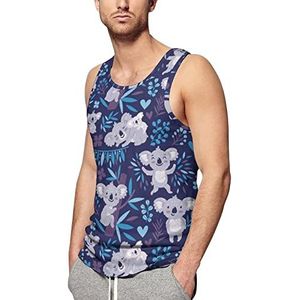 Leuke Koala Beren Bloemen Mannen Spier Tank Tops Print Mouwloze T-shirts Workout Fitness Tee Ondershirts 2XL