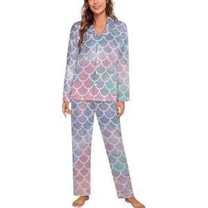 Roze Schaal Vrouwen Lange Mouw Button Down Nachtkleding Zachte Nachtkleding Lounge Pyjama Set M