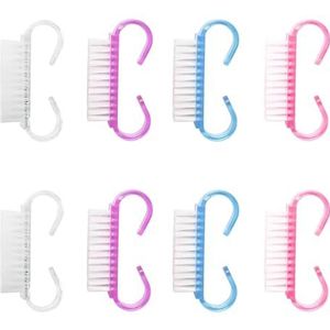 Zhangfang 8 stuks nagelborstelnagelreinigingsborstel met plastic handvatnagelgereedschap voor mannen en vrouwenKan op handen en voeten worden gebruikt