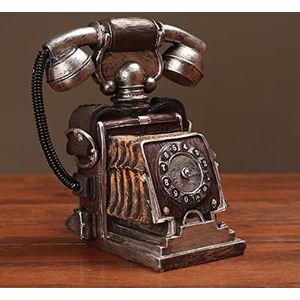 GPDNBIEU, Vintage vaste Europese retro antieke telefoon, huishoudelijke ouderwetse draaitelefoon, basistype decor lijnen(Silve)