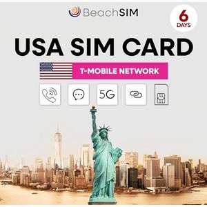 BeachSIM T-Mobile USA SIM Unlimited Data & Telephony & SMS (US - 6 Days)