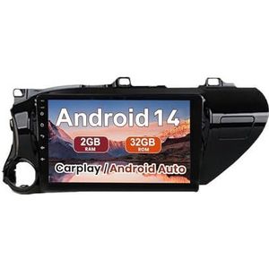 Android 15 Autoradio 9 inch touchscreen voor Toyota Hilux 2016-2018 Autoradio Navigatie met Carplay met GPS navigatie Bluetooth FM USB Steering Wheel Control(B7 1G+32G)