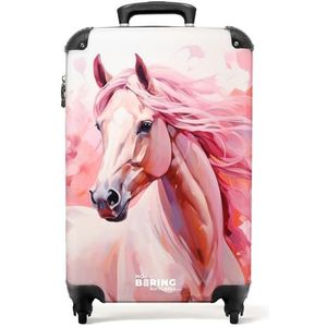 NoBoringSuitcases.com © Handbagage koffer Reiskoffer met wielen Trolleys Kinderkoffer in handbagage-middelgroot in 26 afbeeldingen (Illustratie van een lichtroze paard, 55x40x20 cm)