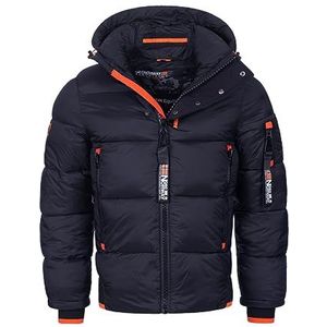 Geographical Norway Heren winterjas warm gevoerde parka gewatteerde outdoor gewatteerde nieuw warm gewatteerd PUFFER FvS Production H-H, Donkerblauw, XL