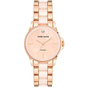 Anne Klein Vrouwen echte diamanten wijzerplaat keramische armband horloge, AK/4118, Blush/Rose Gold, Blush/rose goud