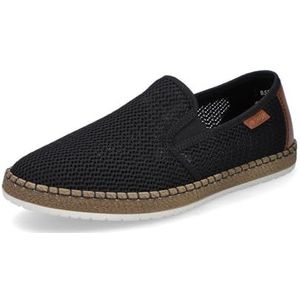 Rieker - Zwarte Espadrilles - Textiel - Vetersluiting