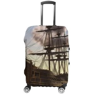 LFDSEPYM Bagagehoes Reizen Koffer Cover Elastische Wasbare Bagage Protector met Rits Piratenschip Anti Kras Koffer Protector Grappige Bagage Mouw voor Koffer 19"" - 32"", Piratenschip, XL