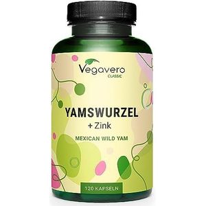 Vegavero Yamwortel capsules | 1.000 mg Mexicaans Wild Yam-extract (20:1) | Prijs-prestatiewinnaar 2024* | 200 mg Diosgenine + Zink | 120 capsules | Laboratorium getest | Zonder toevoegingen
