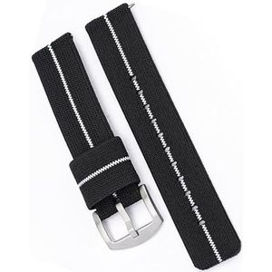 yeziu Sport Nylon Canvas watch Strap for Samsung Smart Watch Bracelet for Huawei 46MM 42MM Active Gear S3 Frontier(Color:Bkwh01,Size:20mm)