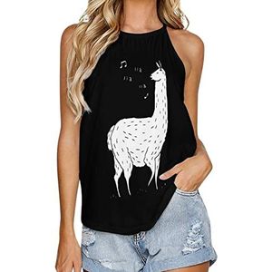Song Of The Llama Tanktop voor dames, zomer, mouwloos, T-shirts, halter, casual vest, blouse, print, T-shirt, 5XL