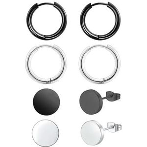 4 paar kleine hoepel oorbellen mannen roestvrij staal Stud Earrings Hypoallergene Huggie zilveren zwarte oorbellen Sets voor Piercing