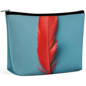 LYHVSFZQ Make-uptas, opvouwbare make-uptas, make-uptas met rode veren, make-up organizer voor reizen en dagelijks leven, stijl, één maat, make-uptas, Stijl, Eén maat, Make-up Tas