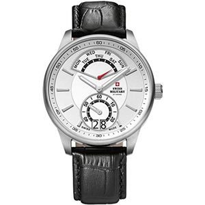 Zwitserse Militaire Mens Analoge Zwitserse Quartz Horloge met Lederen Armband SM34037.04, Zwart, riem