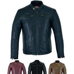 Casual leren jas heren - Authentiek zacht aanvoelend schapenvacht Biker Motorfiets Stijl - Heren Casual Biker Mode - Zachte Leren Jack - in 5 Kleuren