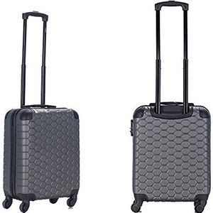 Luggage Hard Shell Case ABS Reizen Koffer 4 Wiel Spinner Trolley Bagage Tas Combinatieslot 4 Hoek Swivel Wielen, Grijs, Cabin 50x40x20cm, 37L, 2.9 KG