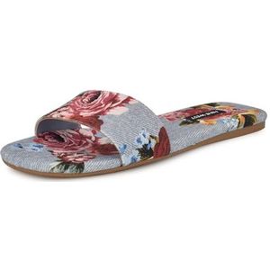 NINE WEST Lolipop platte sandalen voor dames, Blauw Verspreid Rose Denim Multi 451, 38 EU