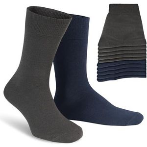 Sokken heren 39-42 grijs blauw (10-pak) maten 39 40 41 42 Katoenen donkerblauwe herensokken antracietgrijze sokken katoen