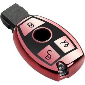 Sleutelbehuizing Voor Bnez CLA GLC GLA GLK W203 W210 W211 W204 W176 ABCR Klasse AMG Auto Afstandsbediening Sleutel Case cover Fob Accessoires Zachte TPU Autosleutelhoesje(Pink)